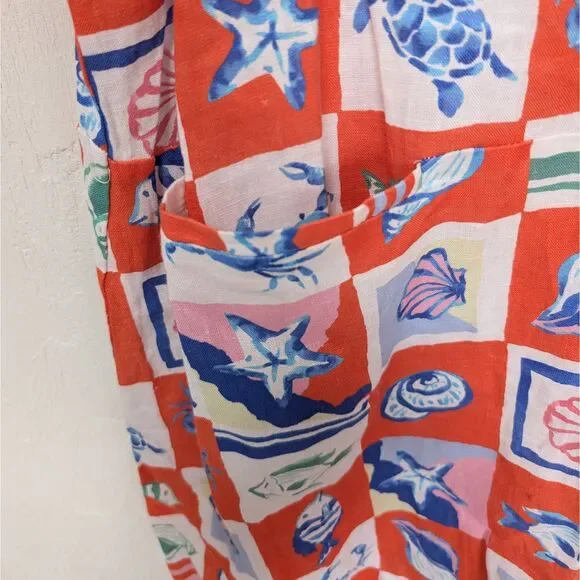 Magaschoni Dress 100% Linen Size S Beach Vacation Mini NWT - Picture 3 of 8